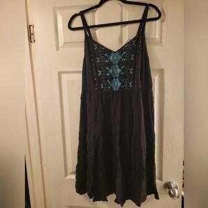 Torrid Black Dress with Blue Patterned Detail Size 1 (1x)